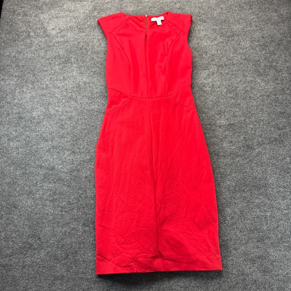 Dylan Gray Dress 4 Red Keyhole Neckline Cap Sleeve Sheath Cocktail Party Lined